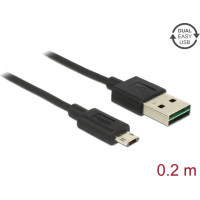 Kabelis EASY-USB2.0 A M > microB M, melns, 20cm, Delock