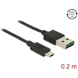 Delock Cable EASY-USB 2.0 Type-A male - EASY-USB 2.0 Type Micro-B male black 0.2m