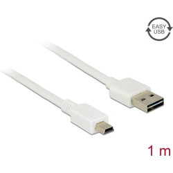 Delock Cable EASY-USB 2.0 Type-A male > USB 2.0 Type Mini-B male 1 m white