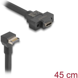 Kabelis USB3.1Gen2 keyA 20pin > Type-C™, M > F, panel-mount 45cm
