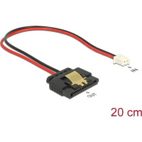 Delock Cable Power 2 pin female > 1 x SATA 15 pin receptacle (5 V) metal clip 20 cm