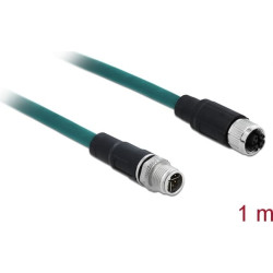 Delock Network cable M12 8 pin X-coded male to female PUR (TPU) 1 m