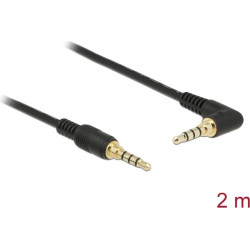 Delock Stereo Jack Cable 3.5 mm 4 pin male > male angled 2 m black