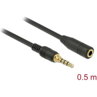 Delock Stereo Jack Extension Cable 3.5 mm 4 pin male to female 0.5 m black