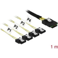 Delock Cable Mini SAS SFF-8087 > 4 x SATA 7 pin 1 m metal