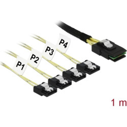 Delock Cable Mini SAS SFF-8087 > 4 x SATA 7 pin 1 m metal