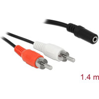 Delock Audio Cable 2 x RCA male to 1 x 3.5 mm 3 pin Stereo Jack 1.4 m