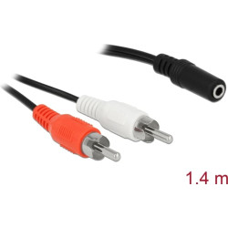 Delock Audio Cable 2 x RCA male to 1 x 3.5 mm 3 pin Stereo Jack 1.4 m