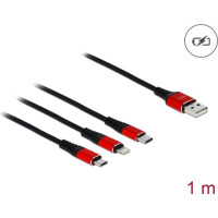 Uzlādes kabelis 3in1, USB > Lightning/microUSB/Type-C, 1.0m