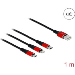 Uzlādes kabelis 3in1, USB > Lightning/microUSB/Type-C, 1.0m
