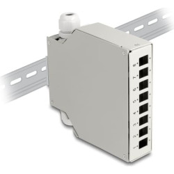 Delock Fiber Optic Distribution Box for DIN rail 8 port grey