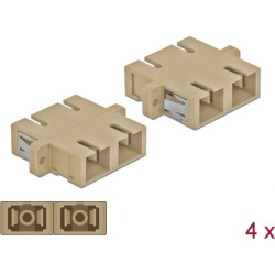Delock Optical Fiber Coupler SC Duplex female to SC Duplex female Multi-mode 4 pieces beige