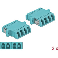 Delock Optical Fiber Coupler LC Quad female to LC Quad female Multi-mode 2 pieces light blue
