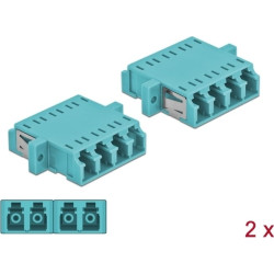 Delock Optical Fiber Coupler LC Quad female to LC Quad female Multi-mode 2 pieces light blue