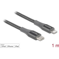 Delock Data and charging cable USB Type-C™ to Lightning™ for iPhone™, iPad™ and iPod™ grey 1 m MFi