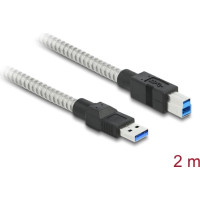 Delock USB 3.2 Gen 1 Cable Type-A male to Type-B male with metal jacket 2 m