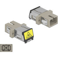 Delock Optical Fiber Coupler with laser protection flip SC Simplex female to SC Simplex female Multi-mode beige