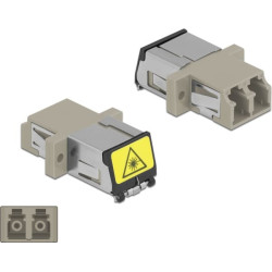 Delock Optical Fiber Coupler with laser protection flip LC Duplex female to LC Duplex female Multi-mode beige