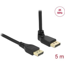 Delock DisplayPort 1.2 cable male straight to male 90° upwards angled 4K 60 Hz 5 m without latch