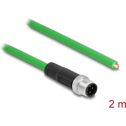 Delock Network cable M12 4 pin D-coded to open wire ends PVC 2 m