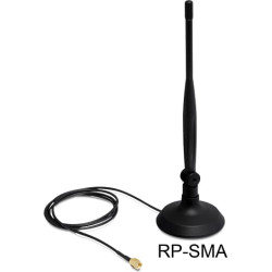 Delock WLAN 802.11 b/g/n Antenna RP-SMA 4 dBi Omnidirectional Flexible Joint With Magnetic Stand