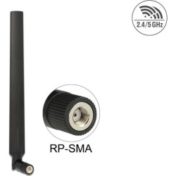 Delock WLAN 802.11 ac/a/h/b/g/n Antenna RP-SMA plug 5 - 7 dBi omnidirectional with tilt joint black