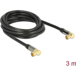 Delock Antenna Cable IEC Plug Angled > IEC Jack Angled RG-6/U 3 m black