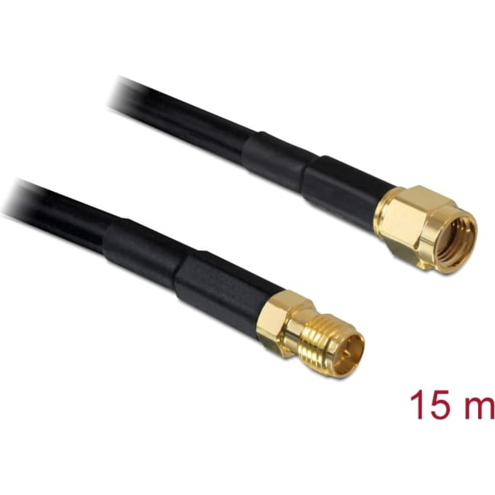 Delock Antenna Cable RP-SMA Plug > RP-SMA Jack CFD/RF200 15 m low loss