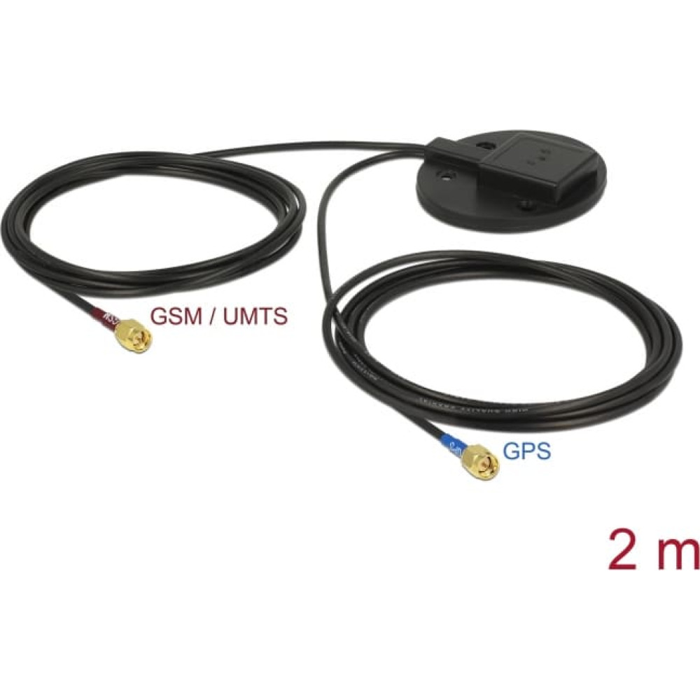 Navilock Multiband GNSS UMTS GSM LTE SMA 28 dBi / 2 dBi 2 x 2 m RG-174 Antenna omnidirectional mounting plate