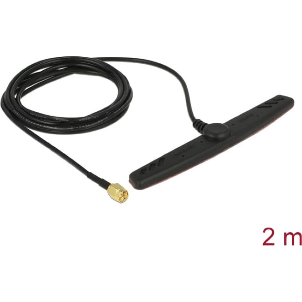 Delock GSM UMTS LTE Antenna SMA Plug 2.5 dBi 2 m RG-174 omnidirectional adhesive mounting