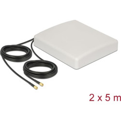Delock LTE MIMO Antenna 2 x SMA Plug 8 dBi directional with connection cable RG-58 5 m white outdoor
