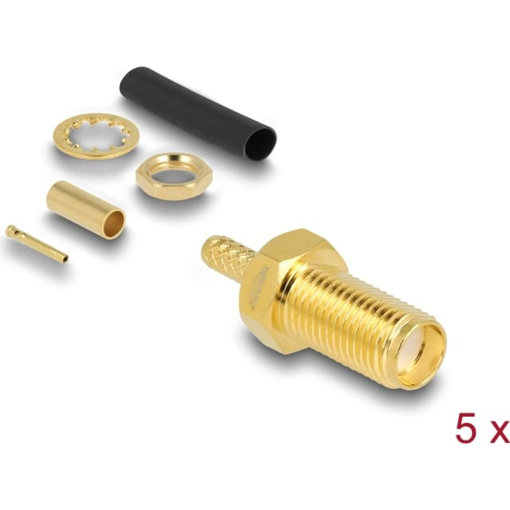 Delock SMA male bulkhead for crimping RG-174 / RG-316 with matching shrink tube