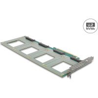 Delock PCI Express 4.0 x16 Card to 4 x internal U.2 NVMe SFF-8639 - Bifurcation (LxW: 288 x 122 mm)