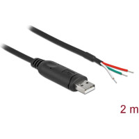 Delock Adapter cable USB 2.0 Type-A to Serial RS-232 with 3 open wires 2 m