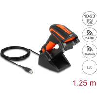 Delock Industrial Barcode Scanner 1D and 2D for 2.4 GHz or Bluetooth with inductive charging station