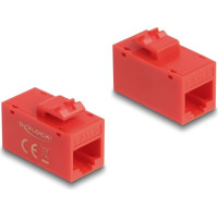 Delock Keystone Module RJ45 jack to RJ45 jack Cat.6A UTP red