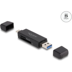 Delock Card Reader SuperSpeed USB 5 Gbps USB Type-C™ / Type-A for SD and Micro SD memory cards