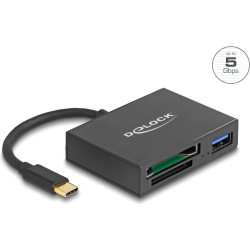 Delock USB-C™ Card Reader for XQD and SD memory cards + USB 5 Gbps Type-A port