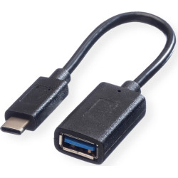 USB 3.2 kabeļadapteris CM > AF, OTG,15cm, melns, Value