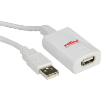 Roline USB 2.0 Extension Cable, 1 Port, white, 5 m