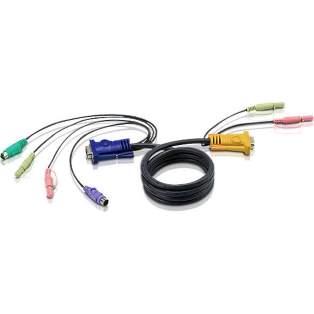 Aten 2L-5302P KVM Kabel VGA, PS/2 und Audio, schwarz, 1,8 m