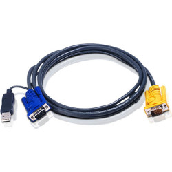 Aten 2L-5202UP KVM-Kabel VGA USB (mit eingebautem PS/2-USB-Konverter), schwarz, 1,8 m
