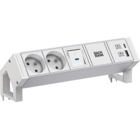 Bachmann DESK2 ALU WHITE 2xUTE 1xUSB A/C 22W 1xswitch 0.2m