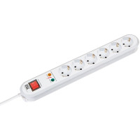 Bachmann SMART stekkerdoos 6x geaard contact, schakelaar, overspanningsbeveiliging, white, 1.5 m