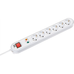 Bachmann SMART stekkerdoos 6x geaard contact, schakelaar, overspanningsbeveiliging, white, 1.5 m
