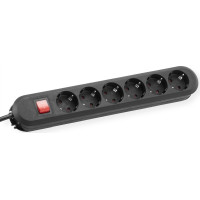 Bachmann SMART socket strip 6x earthing contact, switch, black, 3 m