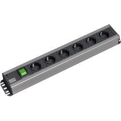 Bachmann Craftsman socket strip 6x earthing contact, switch, 19-inch rack compatible, 2 m