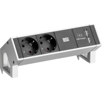 Bachmann DESK2 2x earthing contact 1x USB charger, white