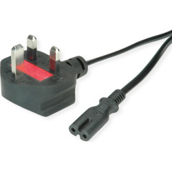 Value UK Power Cable, 2-pin, black, 3A, 1.8 m