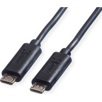 Roline USB 2.0 Charging Cable, Micro B - Micro B, M/M, black, 0.3 m